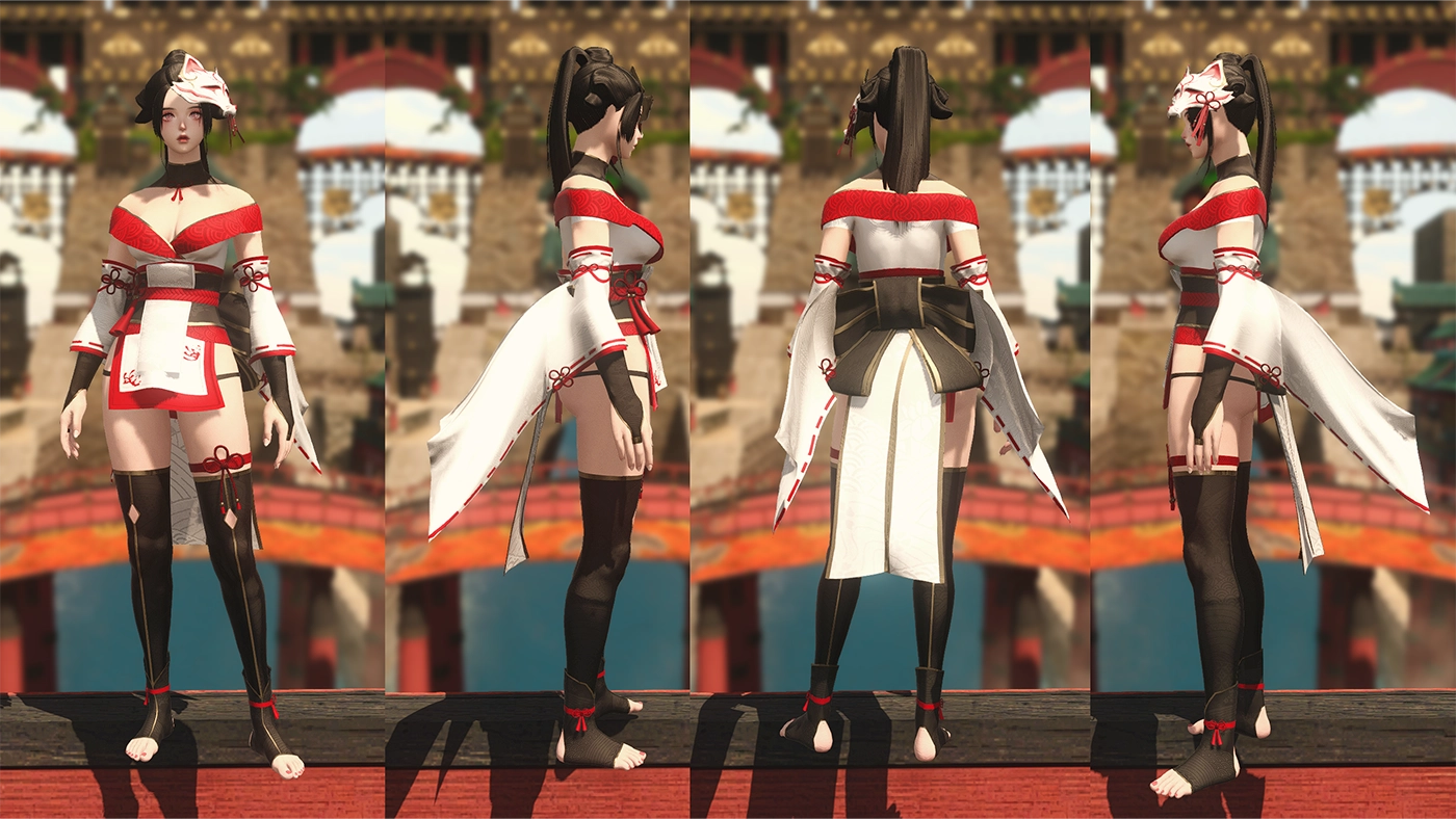 以红、白、黑为主色调的日式服装 顶级装备有天王星版本插图1